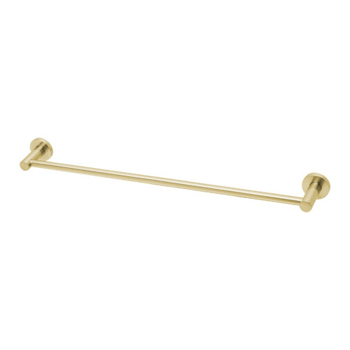 Radii Single Towel Rail 600mm Round Plate Brushed Gold RA804-12
