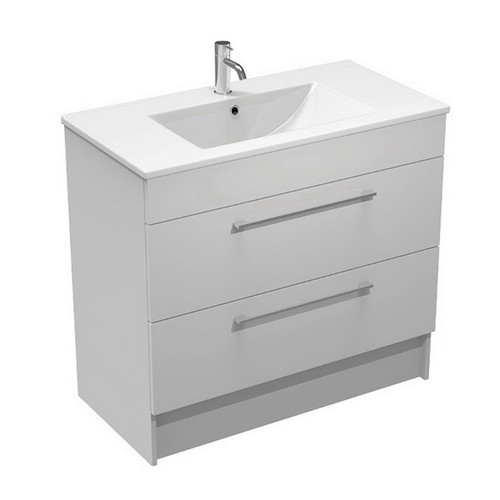 Mia Floor Standing/Wall Hung 2-Drawer Center Basin Vanity 900 x 460 x 820mm White Gloss MA90DD.WG