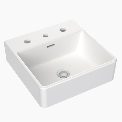 Square Wall Basin 400mm 3 Tap Holes White CL40007.W3