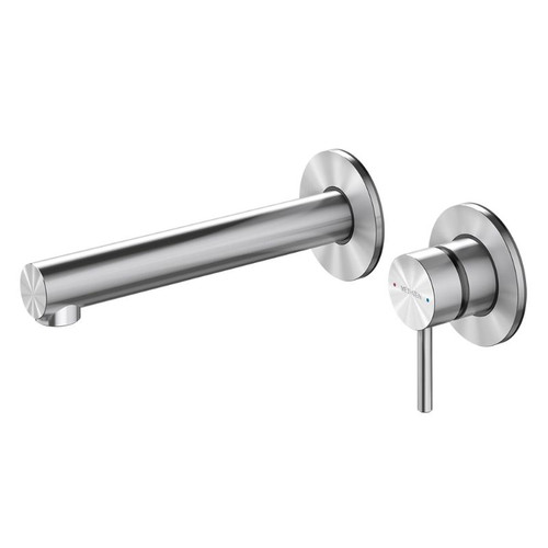 Turoa Wall Mounted Basin Mixer With Spout Stainless Steel TUWBSS