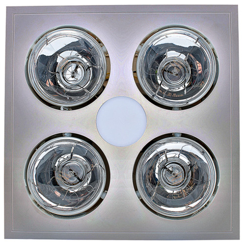 Satin Heat Fan Light 4 Heat Lamp Silver 125mm