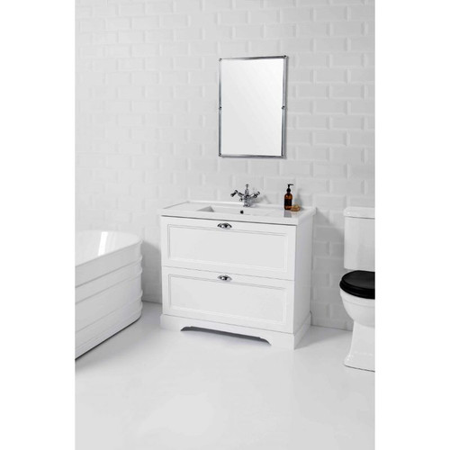 English Classic Floor Standing Vanity 2 Drawers Matt White 1000 x 892 x 485mm ENG100D2