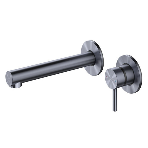 Turoa Wall Mounted Basin Mixer With Spout Brushed Graphite TUWBGR