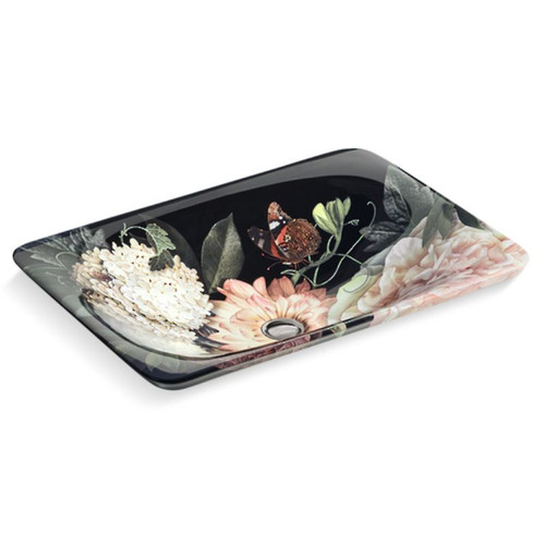 Dutchmaster Rectangular Basin 536 x 156mm Midnight Floral 30334-DM1-0