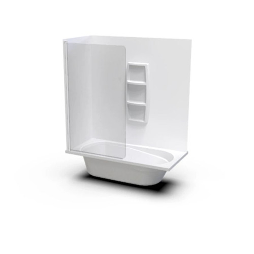 Pacific Shower Over Bath 1655 x 740 x 405mm 2-Sided Moulded Wall Swing Panel 0B08002M