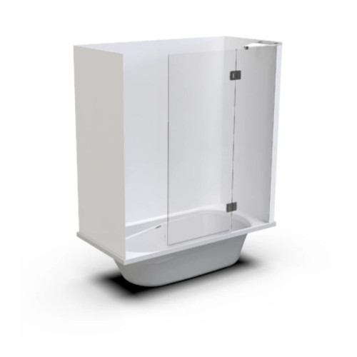 Pacific Shower Over Bath 1655 x 740 x 405mm 3-Sided Flat Wall Hinge Door 0B60003F