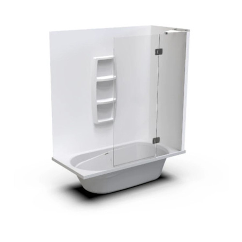 Pacific Shower Over Bath 1525 x 740 x 405mm 2-Sided Moulded Wall Hinge Door 0B61002M