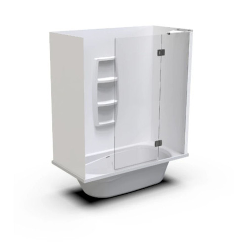 Pacific Shower Over Bath 1655 x 740 x 405mm 3-Sided Moulded Wall Hinge Door 0B60003M
