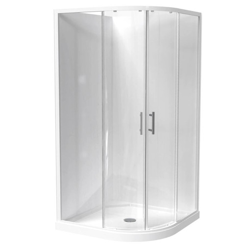 Cezanne Rounded Shower 1000 x 1000mm 2-Sided Flat Wall Sliding Door Centre Waste White 1CZ2W11RFLRX