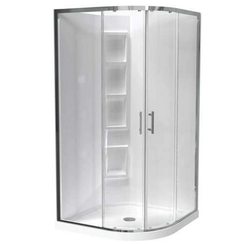 Cezanne Rounded Shower 1000 x 1000mm 2-Sided Mld Wall Sliding Door Cntr Waste Bright 1CZ2B11RMCRX