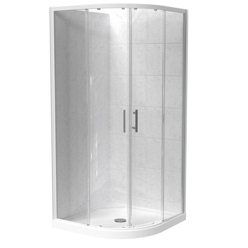 Cezanne Rounded Shower For Tile 1000 x 1000mm 2-Sided Sliding Door Centre Waste White 1CZ2W11RTLRX