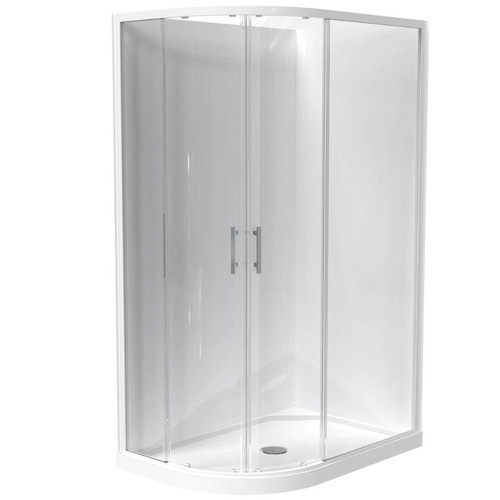 Cezanne Rounded Shower 1200 x 800mm 2-Sided Flat Wall Sliding Door Centre Waste White 1CZ2W28RFLRX