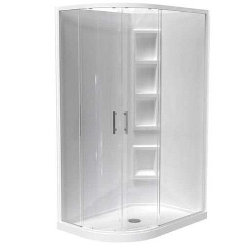 Cezanne Rounded Shower 1200 x 800mm 2-Sided Mld Wall Sliding Door Centre Waste White 1CZ2W28RMCRX