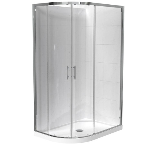 Cezanne Rounded Shower For Tile 1200 x 800mm 2-Sided Sliding Door Centre Waste Bright 1CZ2B28RTLRX