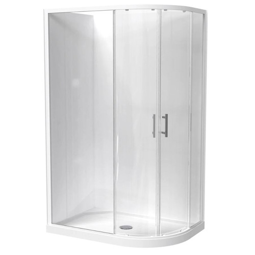 Cezanne Rounded Shower 800 x 1200mm 2-Sided Flat Wall Sliding Door Centre Waste White 1CZ2W82RFLRX