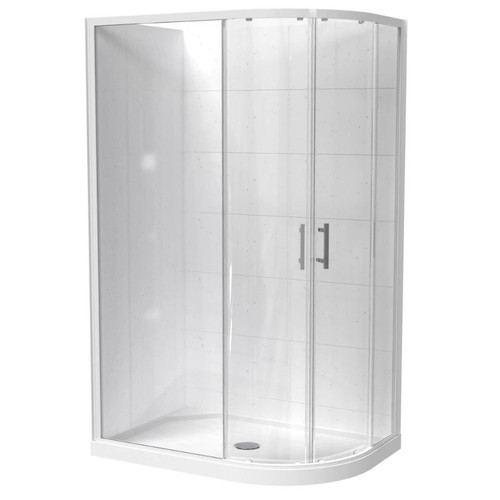 Cezanne Rounded Shower For Tile 800 x 1200mm 2-Sided Sliding Door Centre Waste White 1CZ2W82RTLRX