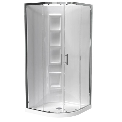 Cezanne Rounded Shower 900 x 900mm 2-Sided Mld Wall Sliding Door Centre Waste Bright 1CZ2B99RMCRX