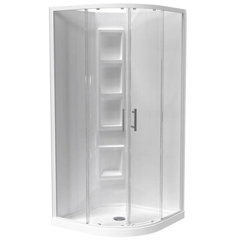 Cezanne Rounded Shower 900 x 900mm 2-Sided Moulded Wall Sliding Door Centre Waste White 1CZ2W99RMCRX