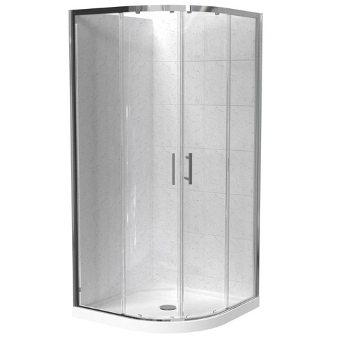 Cezanne Rounded Shower For Tile 900 x 900mm 2-Sided Sliding Door Centre Waste Bright 1CZ2W99RTLRX