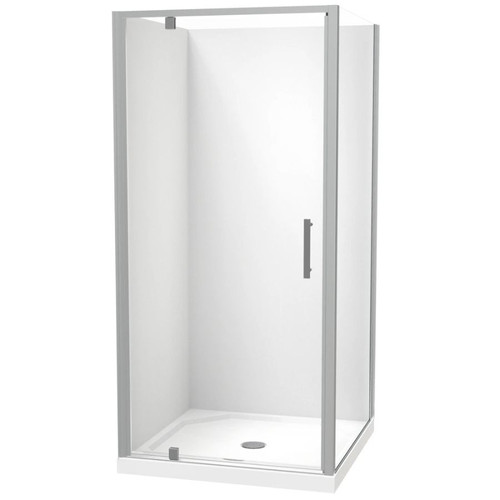 Millennium Shower 1000mm Square 2-Sided Flat Wall Centre Waste Satin 1ML2S11SFL1X