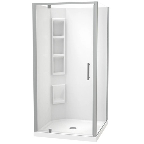 Millennium Shower 1000mm Square 2-Sided Moulded Wall Centre Waste Satin 1ML2S11SMC1X