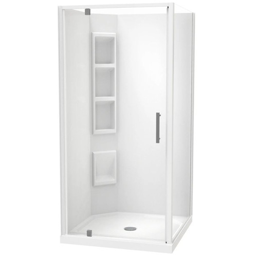 Millennium Shower 1000mm Square 2-Sided Moulded Wall Centre Waste White 1ML2W11SMC1X