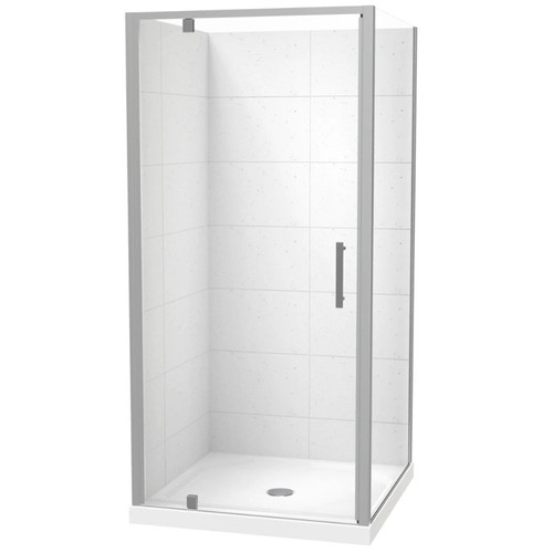 Millennium 1000mm Square Shower For Tiled Walls 2-Sided Centre Waste Satin 1ML2S11STL1X