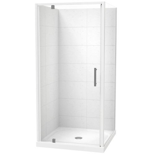 Millennium 1000mm Square Shower For Tiled Walls 2-Sided Centre Waste White 1ML2W11STL1X