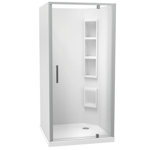 Millennium Shower 1000mm Square 3-Sided Moulded Right Wall Corner Waste Satin 1ML2S111MR1X