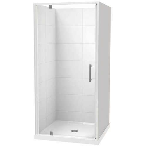 Millennium 900mm Square Shower For Tiled Walls 3-Sided Centre Waste White 1ML2W111TL1X