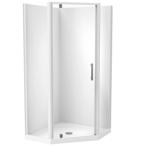 Millennium Angled Shower 1000 x 1000mm 2-Sided Flat Wall White 1ML2W11CFL1X