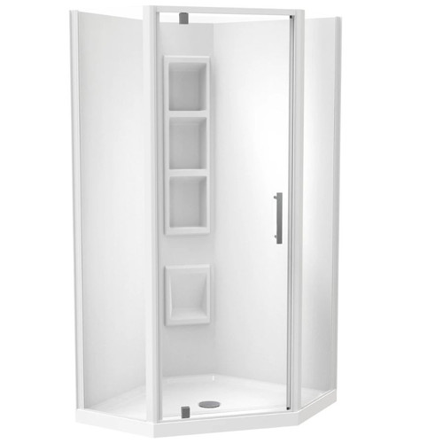 Millennium Angled Shower 1000 x 1000mm 2-Sided Moulded Wall White 1ML2W11CMC1X