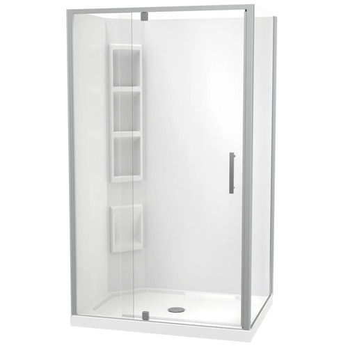Millennium Rectangle Shower 900 x 1200mm 2-Sided Moulded Wall Centre Waste Satin 1ML2S92SMC2X