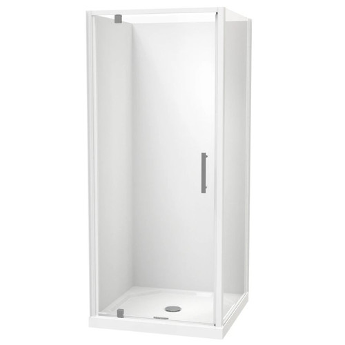Millennium Shower 900mm Square 2-Sided Flat Wall Centre Waste White 1ML2W99SFL9X