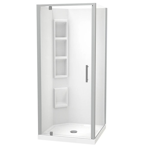 Millennium Shower 900mm Square 2-Sided Moulded Wall Centre Waste Satin 1ML2S99SMC9X
