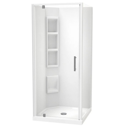 Millennium Shower 900mm Square 2-Sided Moulded Wall Centre Waste White 1ML2W99SMC9X