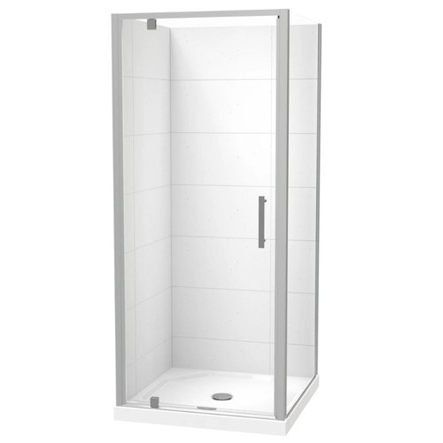 Millennium 900mm Square Shower For Tiled Walls 2-Sided Centre Waste Satin 1ML2S99STL9X