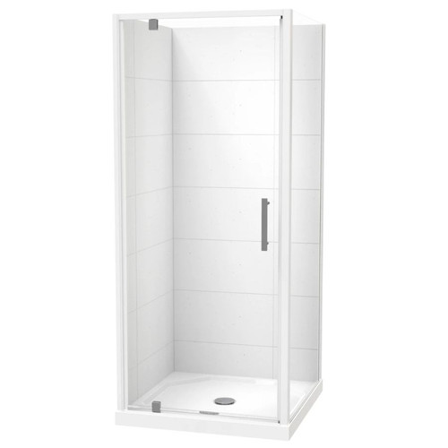 Millennium 900mm Square Shower For Tiled Walls 2-Sided Centre Waste White 1ML2W99STL9X
