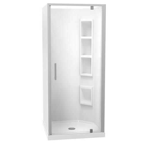 Millennium Shower 900mm Square 3-Sided Moulded Right Wall Centre Waste Satin 1ML2S999MR9X