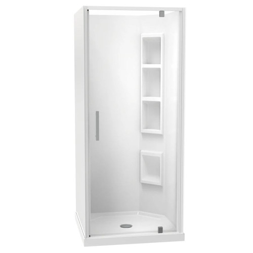 Millennium Shower 900mm Square 3-Sided Moulded Right Wall Centre Waste White 1ML2W999MR9X