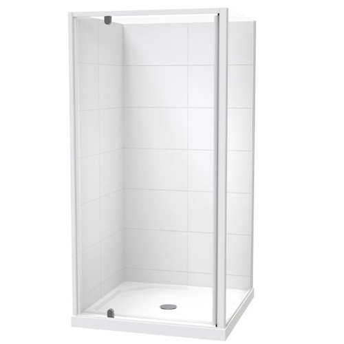 Sierra 1000mm Square Shower For Tiled Walls 2-Sided Centre Waste White 1SI2W11STL1X