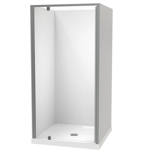 Sierra 1000mm Square Shower 3-Sided Flat Wall Pivot Door Centre Waste Satin 1SI2S111FL1X