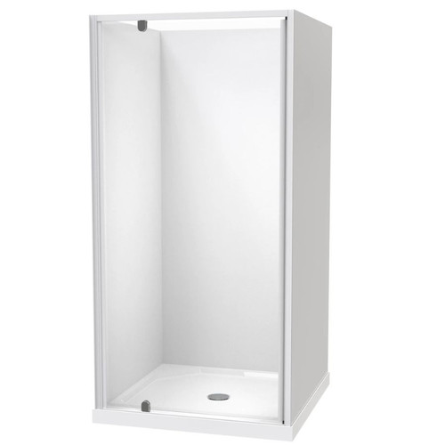 Sierra 1000mm Square Shower 3-Sided Flat Wall Pivot Door Centre Waste White 1SI2W111FL1X