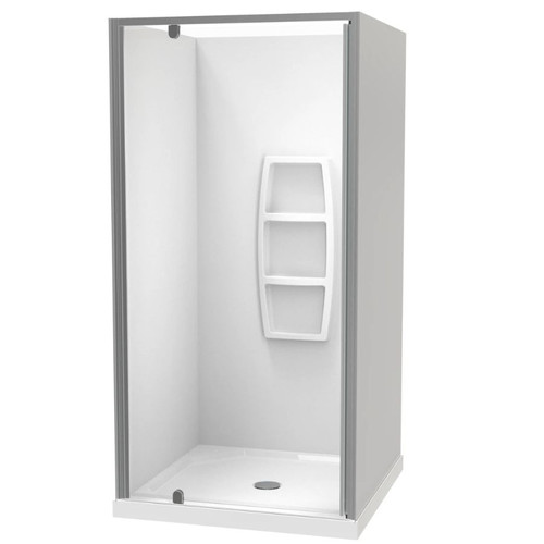 Sierra 1000mm Square Shower 3-Sided Moulded Wall Pivot Door Centre Waste Satin 1SI2S111MB1X