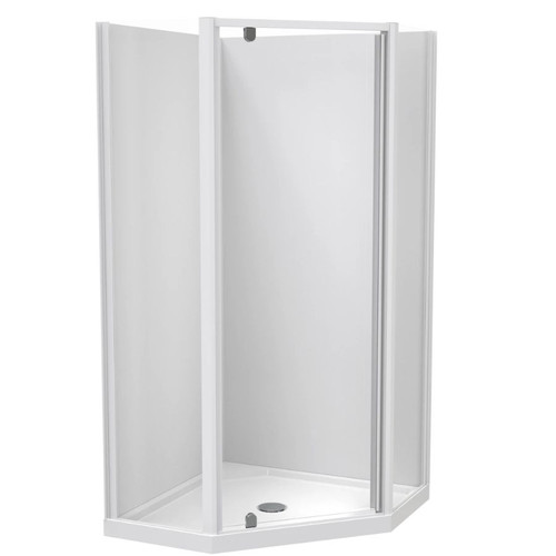 Sierra 1000mm Angle Corner Shower 2-Sided Flat Wall White 1SI2W11CFL1X