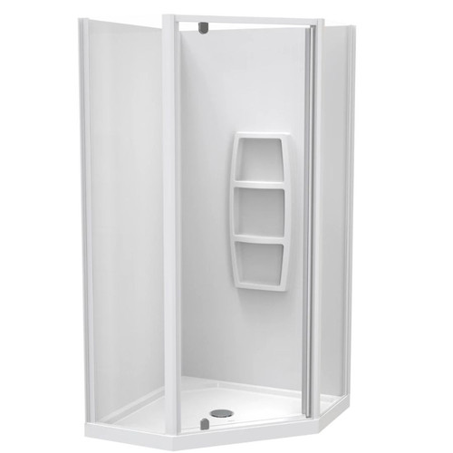 Sierra 1000mm Angle Corner Shower 2-Sided Moulded Wall White 1SI2W11CMS1X