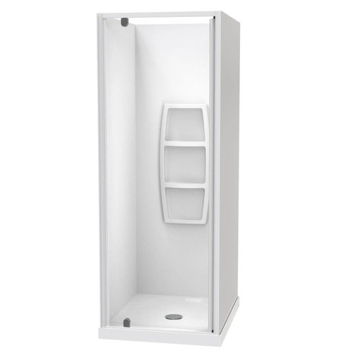 Sierra 900 x 760mm Rectangle Shower 3-Sided Moulded Wall 760mm Pivot Door White 1SI2W979MB7X