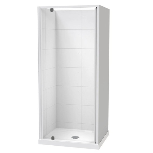 Sierra 900 x 760mm Rectangle Shower For Tiled Walls 3-Sided 900mm Pivot Door White 1SI2W797TL9X