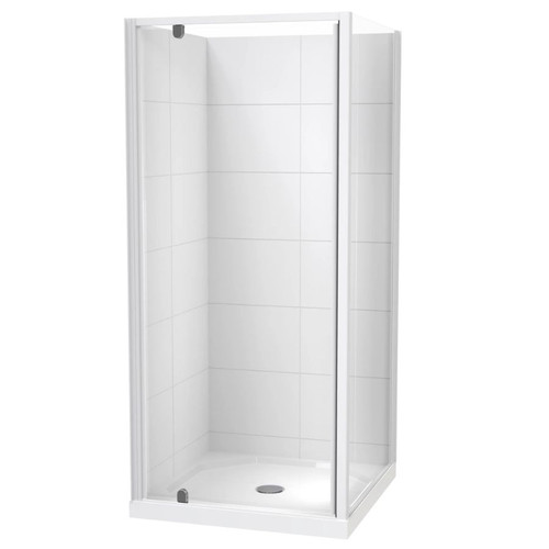 Sierra 900mm Square Shower For Tiled Walls 2-Sided Centre Waste White 1SI2W99STL9X