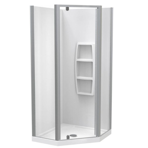 Sierra 900mm Angle Corner Shower 2-Sided Moulded Wall Satin 1SI2S99CMS9X